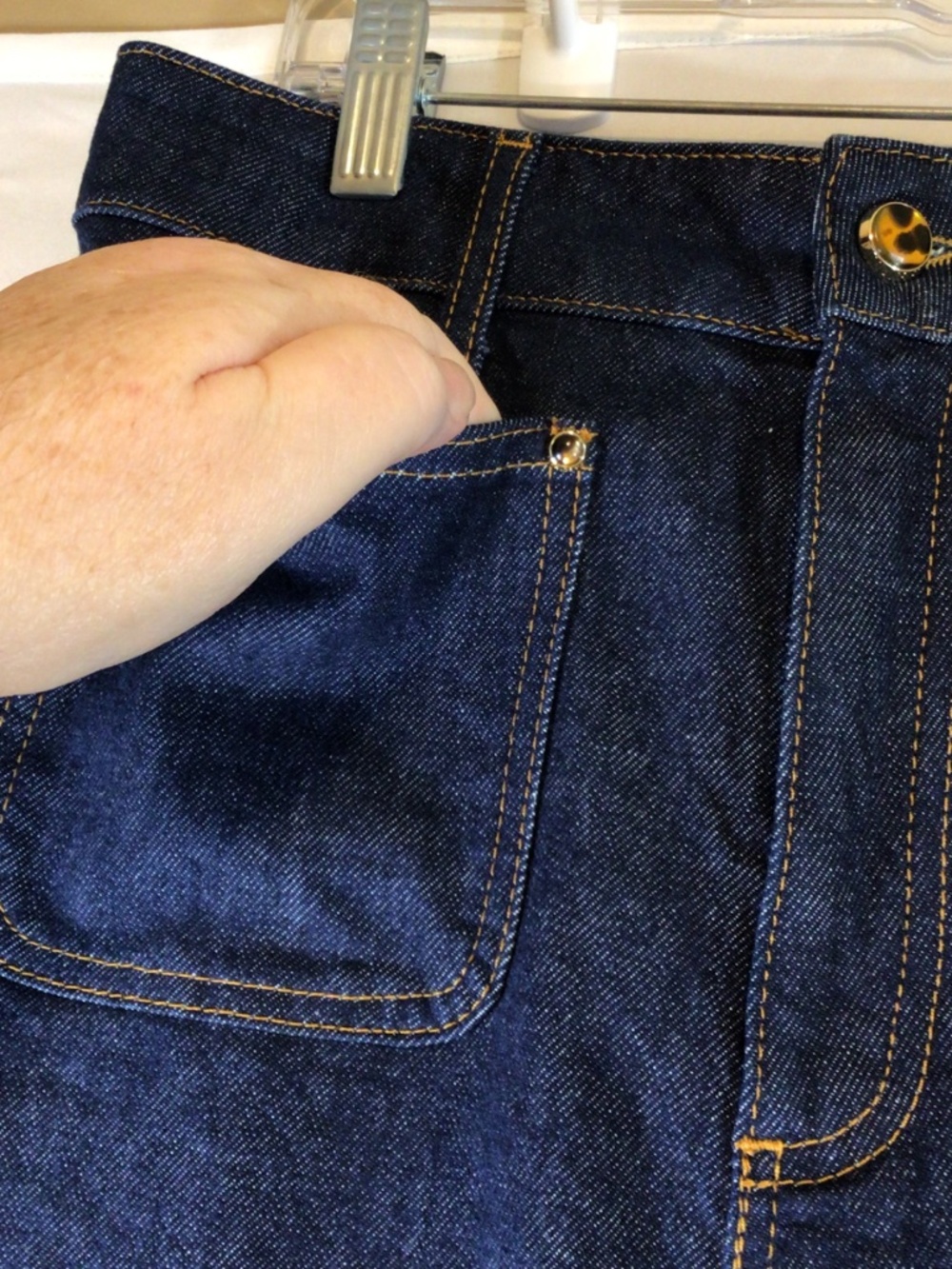 paige women harper patch pocket jeans blue size 29 (actual 30) retro 70’s sailor - Picture 4 of 11